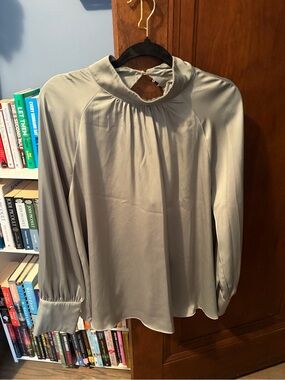 H&M Women's Mock Neck Long Sleeve Blouse - Light Sage Green